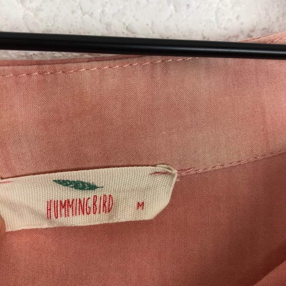 Hummingbird Tie Dye Peach Pink Top Knot High Low - Picture 4 of 5